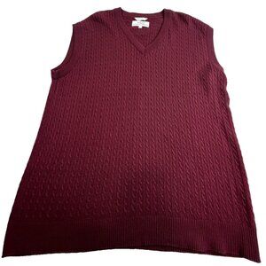 Vintage RGM Sweater Vest Chairmans Collection Men Large Maroon Cable Knit V-Neck